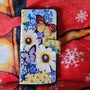 Floral Butterfly Wallet Phone Case - Yellow & Purple